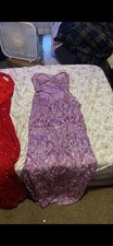 Red Purple Sequin Long Sleeveless Gown Set, V-Neck, Party Formal Dress