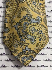 TOMMY HILFIGER Silk Yellow Paisley Design Neck Tie 3.875  New Without Tags 