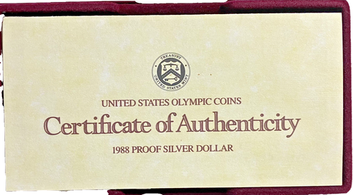1988-S Olympics Commemorative Proof Silver Dollar Mint packaging w/ COA & sleeve - Picture 7 of 7