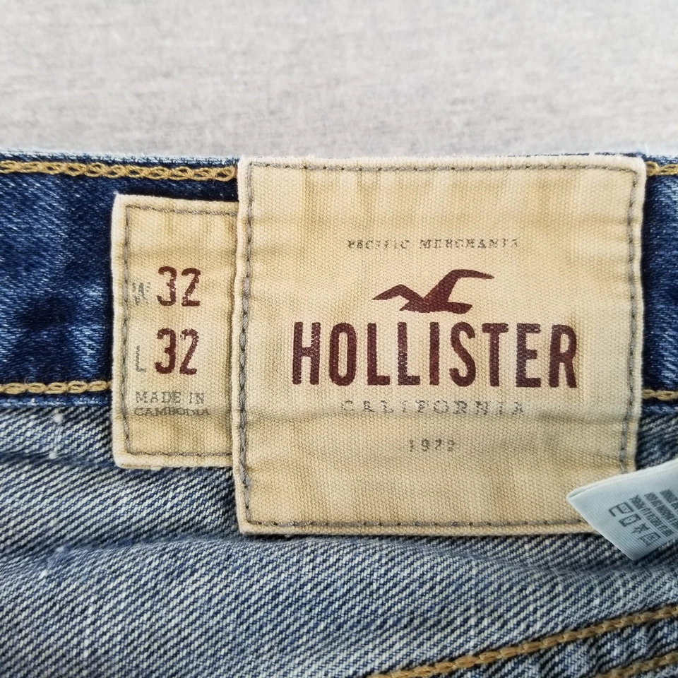 Pantalones de mezclilla Hollister para hombre talla 32x32 de colección lavado oscuro 100 % algodón Normcore duraderos bonitos Foto 3 de 4