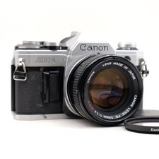   Works   Canon AE-1 35mm Film SLR Camera Silver w/ FD 50mm f/1.4 S.S.C. Lens JPN