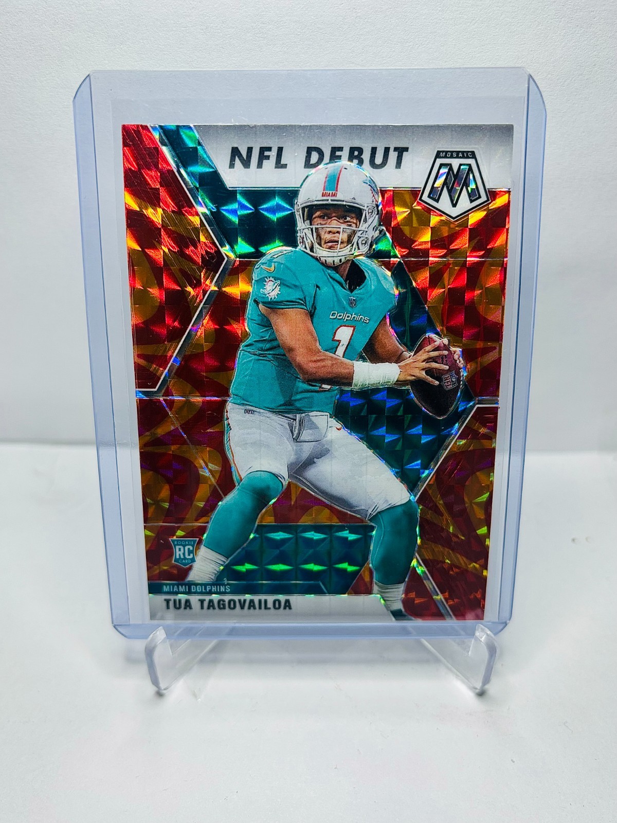 2020 Mosaic NFL Debut TUA TAGOVAILOA Reactive Orange Mosaic RC #262 Dolphins
