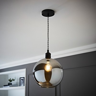 Bellamy Rauchglas Kugel matt schwarz einzelne Decken Pendelleuchte Küche LED