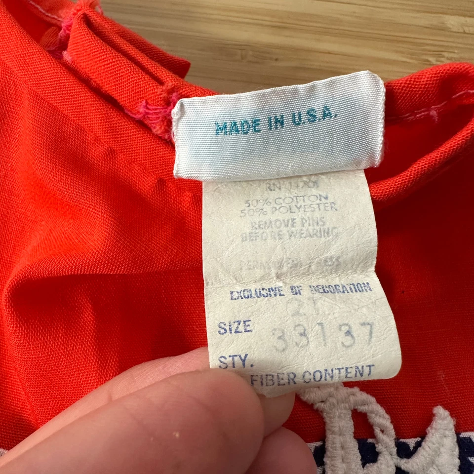 Vestido Bebé Nannette Vintage Ancla Náutica Estrellas Hecho en EE. UU. Talla 2T Foto 4 de 4