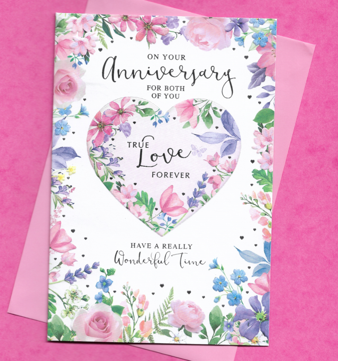 On Your Anniversary Card Both Of You Special Floral Heart Wedding Couple 19x13cm