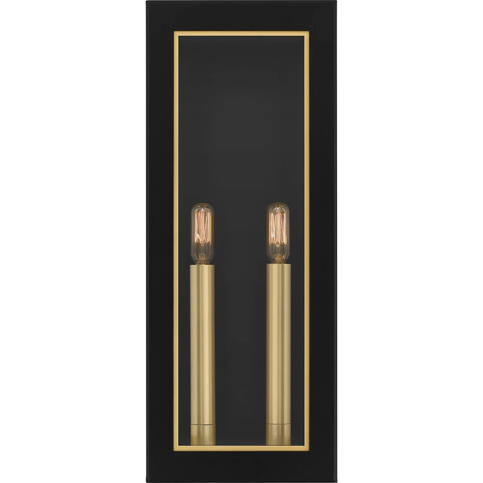 Lanterna de parede Bourbon 2 luzes preta fosca externa - Imagem 2 de 4