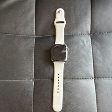 Apple Watch Series 5 44mm Black Aluminum Case GPS Unlocked White Silicone Band