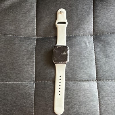 Apple Watch Series 5 44mm Black Aluminum Case GPS Unlocked White Silicone Band