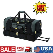 Black 36" 2-section Rolling Duffel Bag Suitcase Luggage with Blade Wheels Travel