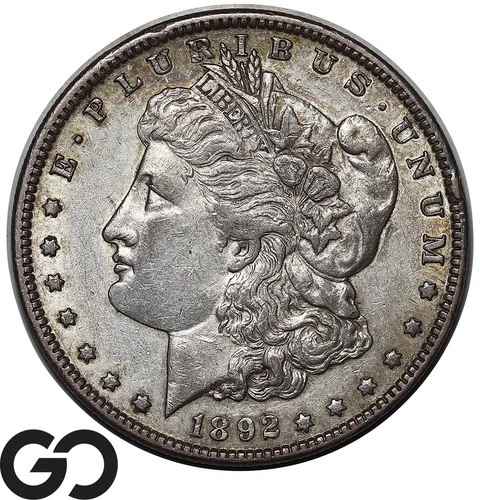 1892 Morgan Silver Dollar Coin, Choice XF++/AU Better Date