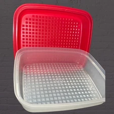 Tupperware Meat Marinade Container Large Dome Season Serve Stack 1294 1295 Red