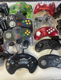 Lot of 21 Mixed Controllers ps2 360 n64 sega nes parts repair