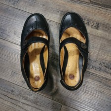 Pre-owned Clarks Unstructured black lea Trot shoes size 7 SHLF