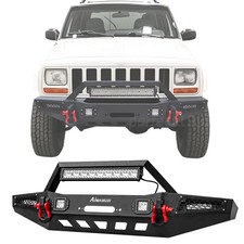 Heavy-duty Steel Front Bumper For 1983-2001 Jeep Cherokee Xj Wwinch Plate Light