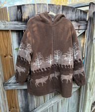 Black Mountain Full Zip Browns and White Moose Fleece Jacket Size XXL- Men’s ?
