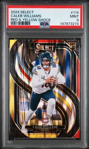 2024 PANINI SELECT RED & YELLOW SHOCK #114 CALEB WILLIAMS ROOKIE RC PSA 9