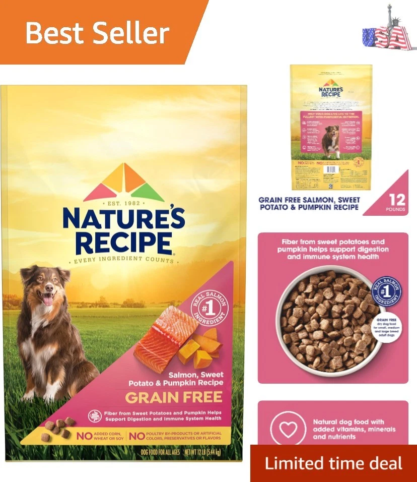 Grain Free Dry Dog Food, Salmon, Sweet Potato & Pumpkin Recipe, 12 lb. Bag