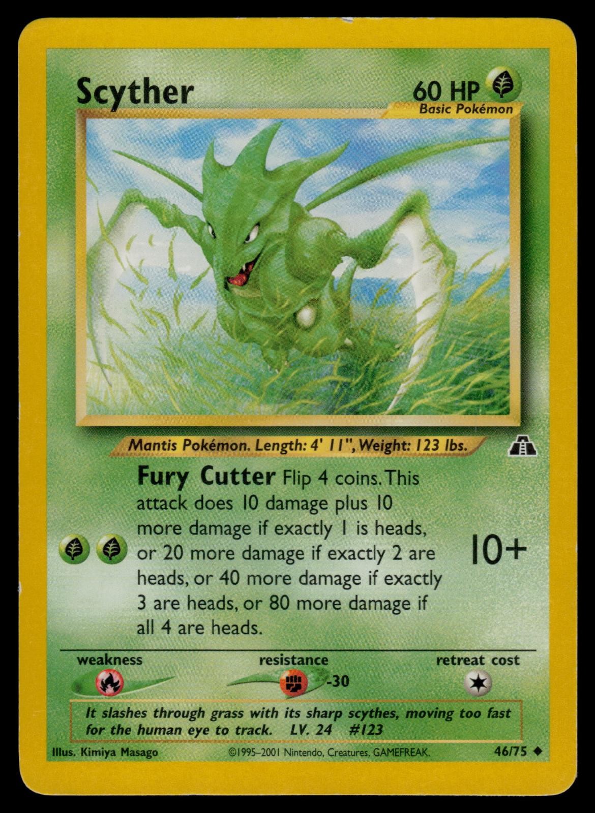 Scyther 46/75 Uncommon Neo Discovery Pokemon Unlimited Lightly Played