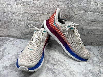 Hoka One One Mach 6 Sneakers Men 12D Running Shoes White Red Athletic Trainers