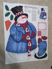 Vtg Daisy Kingdom Snowman Door Panel Cotton Fabric Cut & Sew Craft Christmas NOS