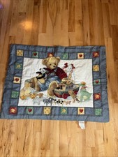 Sheets And Blanket Blue Jean Teddy Bear Quilt Baby Comforter Noahs Ark