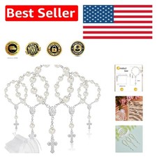 Chic 30 Mini Rosaries Baptism Favors - Portable Acrylic Beads  Crucifix Design
