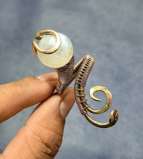 Rainbow Moonstone Ring Two Tone Copper Wire Wrapped Ring Adjustable Ring
