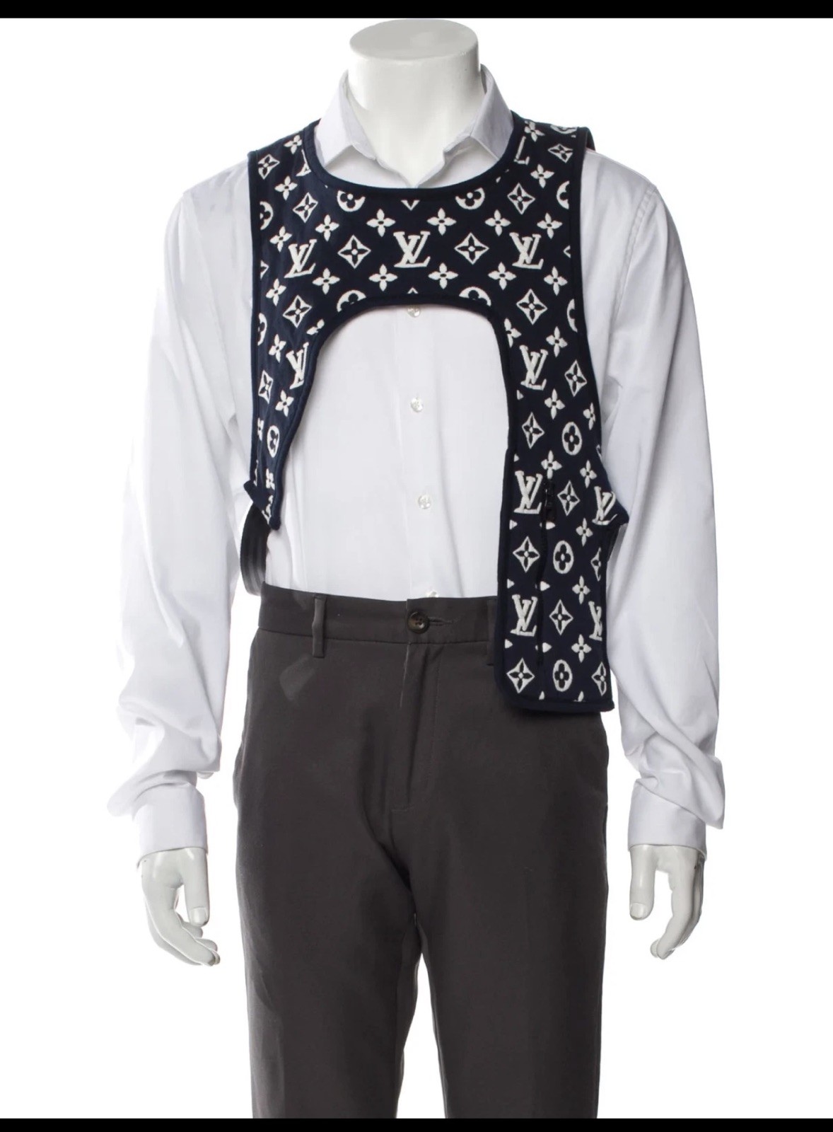 Louis Vuitton Exclusive Quilted Monogram Logo Blue White Mid Layer Vest Medium