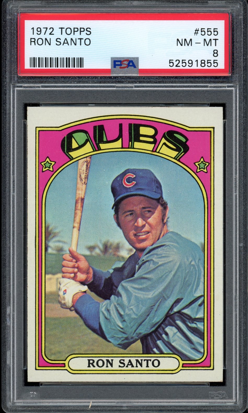 1972 Topps Baseball Ron Santo #555 PSA 8 NM/MT Cubs HOF