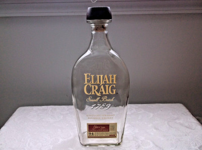Elijah Craig Small Batch 94 Bourbon Whiskey Bottle - Empty 750 ml Wood Stopper