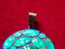 Collier Pendentif Ancien Signé H.PHELIPOT - Émail, Métal Doré, Grenat