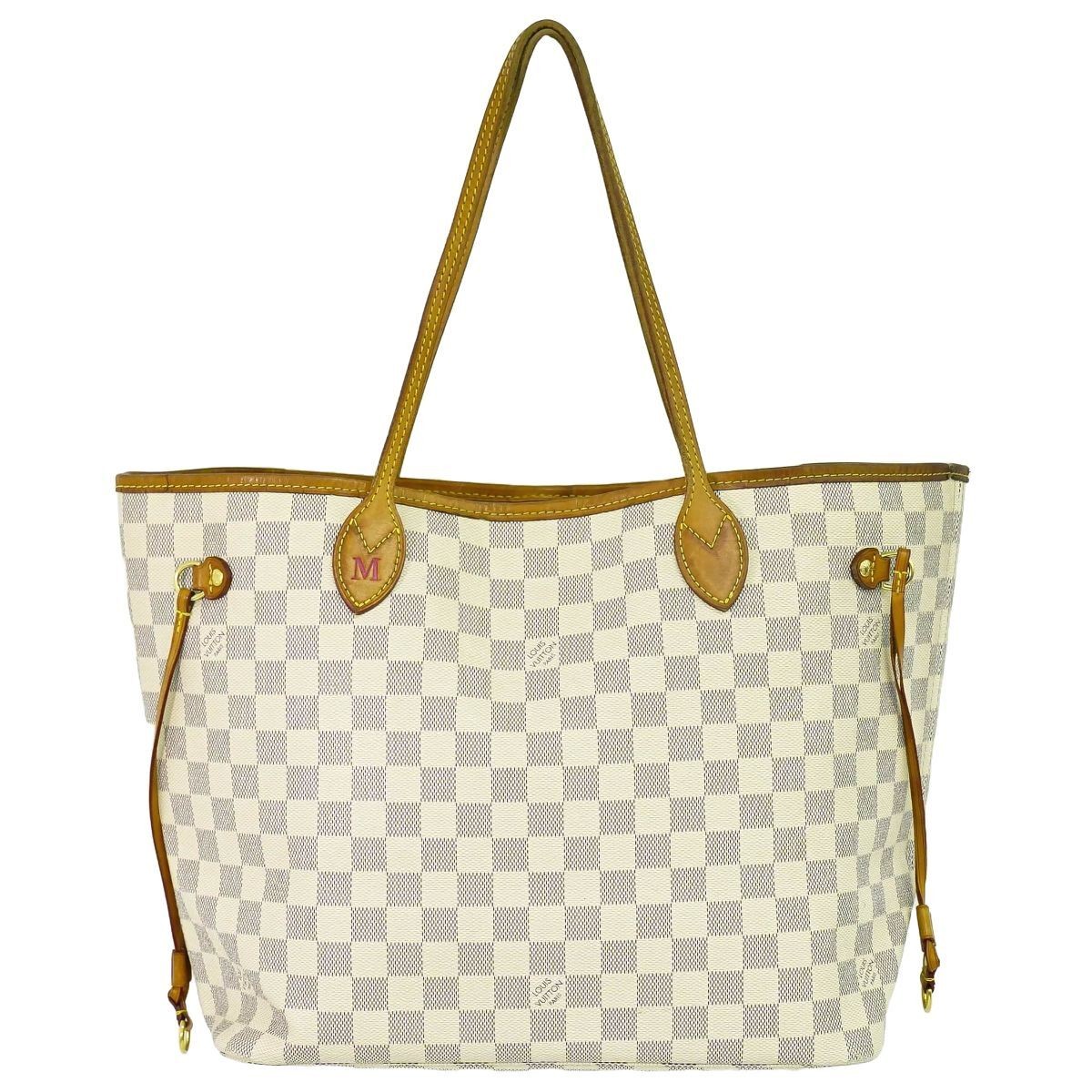 Louis Vuitton Neverfull MM Damier Azur Tote Bag in White N41605