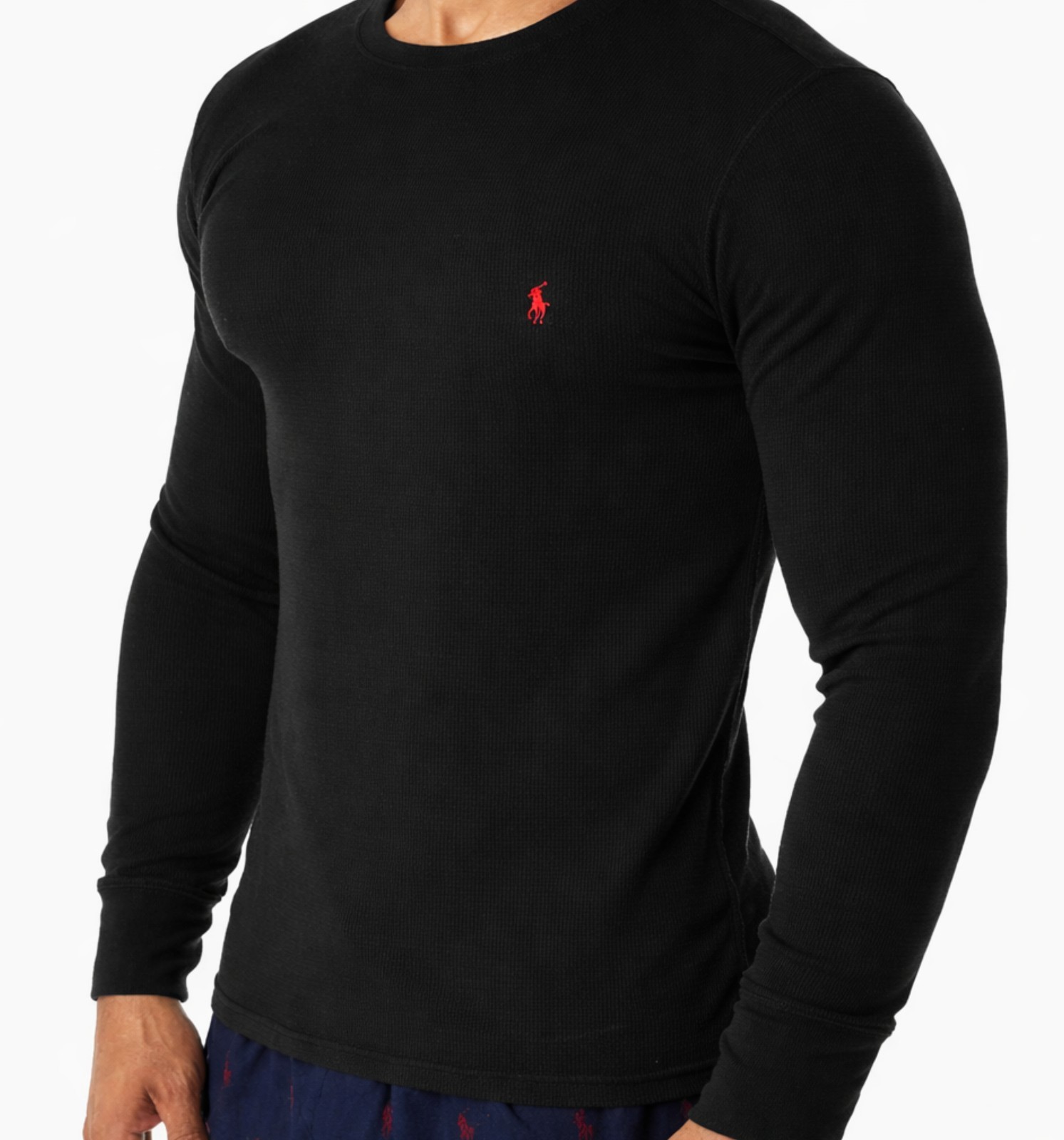 NWT - POLO RALPH LAUREN Mens Waffle Knit Thermal Long Sleeve Shirt-BLACK - S-XXL thumbnail 4