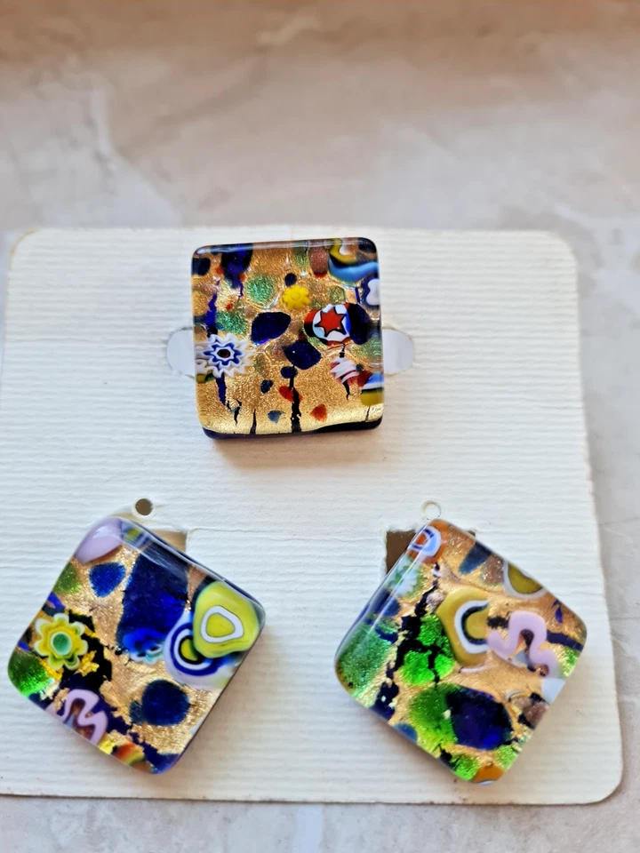 Schmuck-Set aus Murano-Glas-24 Karat Gold-Luxus Design, TOP Zustand