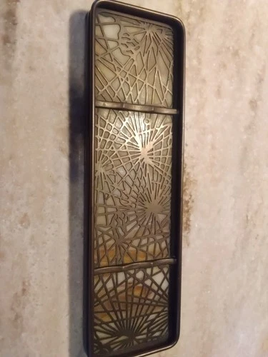 Tiffany Studios NY Bronze Carmel Glass Pineneedle Pen Tray #1004