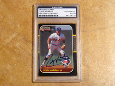 TOBY HARRAH 1987 DONRUSS SIGNED AUTOGRAPHED CARD #408 TEXAS RANGERS PSA/DNA