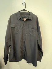 Tacvasen Shirt Adult 2XL Gray Long Sleeve Breathable Hiking Tactical Button Up