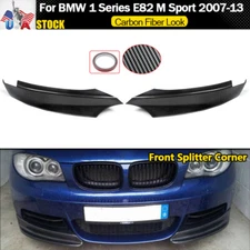 Front Side Splitter Corner Lip For BMW E82 M Sport 128i 135i 07-13 Carbon Look