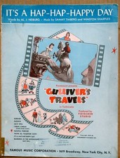 It's A Hap-Hap-Happy Day from Gulliver's Travels Vtg Sheet Music (1939)