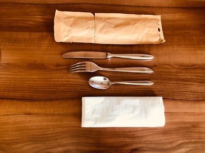 Bordbesteck Lufthansa Business-Class Lounge 4 Teile plus Verpackung