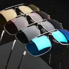 Xagger Polarized Brow Bar Aviator Sunglasses for Men Military Style Metal New