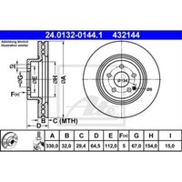 Ate 2X Bremsscheibe Vorne Ø330Mm BelüFtet FüR Mercedes Glk-Klasse E-Klasse X204