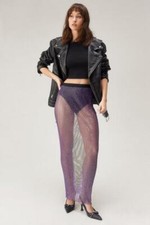 BNWT NastyGal Sheer Diamante Maxi Skirt- Purple Size: S RRP:£119.00