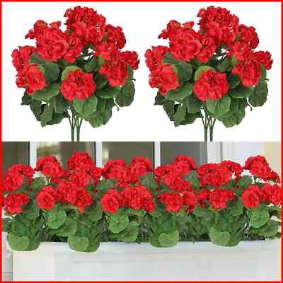 1Pcs Artificial Geraniums Silk Faux Flower for Wedding Home Flowers Outdoor Bush