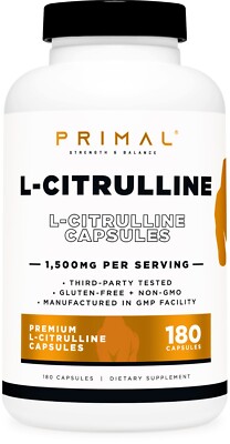 Primal L-Citrulline Capsules (180 Capsules) ( 1,500 mg Per Serving)