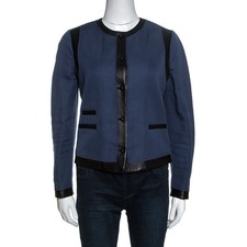 Joseph Bicolor Cotton Leather Trimmed Jacket M