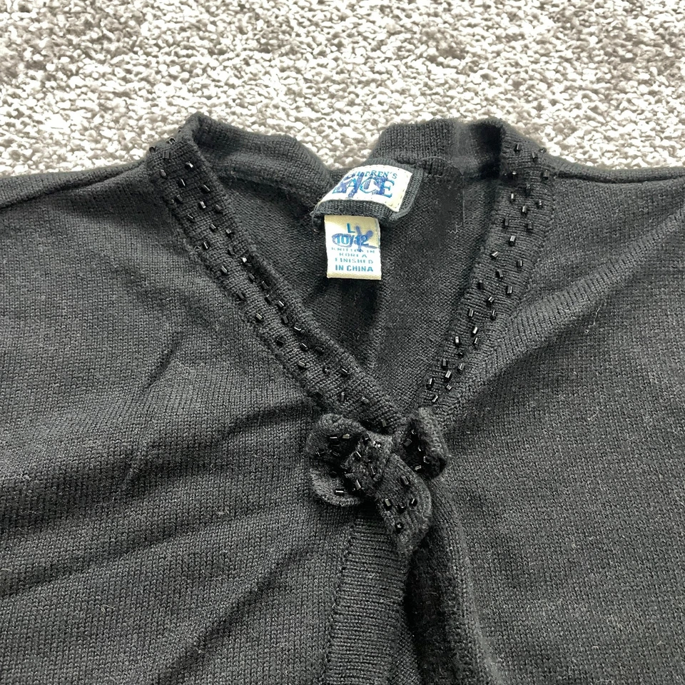 Cárdigan Suéter The Children's Place Jóvenes Niñas Grande Negro Lazo Tejido Cuentas Foto 3 de 4