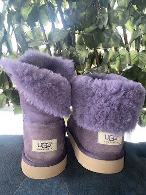 UGG Women's Classic Short Boots Purple Suede Sheepskin Lined 5/35