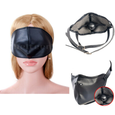 PU Leather Face Mask Nose Cover/Mouth Breathable Hard Gags  Binding Roleplay