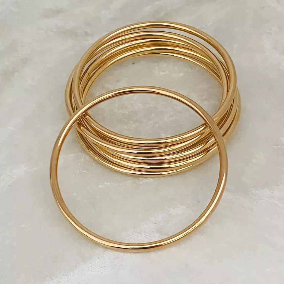 Set of 7 Brass bangles, Stacking Handmade Brass Gold Jewelry Women bangle - Image 4 of 4